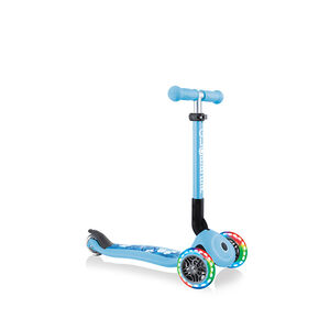 Πατίνι Αναδιπλούμενο Με Φώτα Globber Scooter Junior Fantasy,  Χρώμα Pastel Blue Με Λουλούδια 