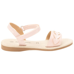 Σανδάλια ροζ poudré με velcros και patch καρδιά για κορίτσι 