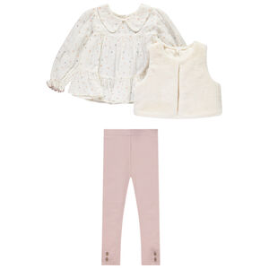 Σύνολο 3 τμχ. με ζακέτα από συνθετική γούνα για κορίτσι μωρού 