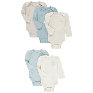Σετ από 5 μακρυμάνικα bodies με σχέδια ζωάκια για bebe αγόρι 