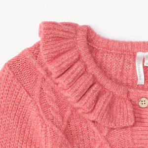 Ζακέτα πλεκτή με εφέ κοτσίδας και βολάν για bebe κορίτσι 