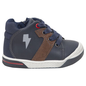 Μποτάκια με εφέ δέρματος και κορδόνια με φερμουάρ 