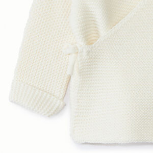 Ζακέτα τύπου brassière γέννησης από πλεκτό point mousse μονόχρωμη για bebe κορίτσι 