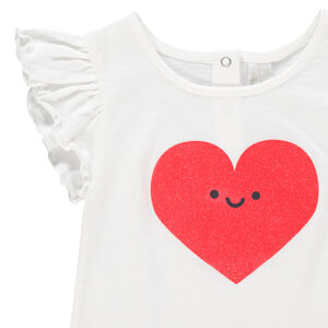 Ensemble avec t-shirt print coeur et short en maille chinée 