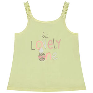 Αμάνικο μπλουζάκι μονόχρωμο με γκλίτερ print και 3D φαντασίωση για bebe κορίτσι 