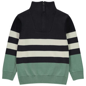 Πουλόβερ φαντεζί με ρίγες και ζιβάγκο πλεκτό για αγόρι 