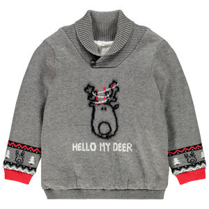 Πουλόβερ de Xριστούγεννα πλεκτή με επένδυση με σχέδιο élan για bebe αγόρι 