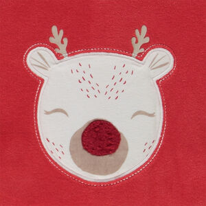 Φορμάκι βελουτέ με κεντημένο patch ελάφι για μωρό με διαφορετικά ανοίγματα ανάλογα με την ηλικία 