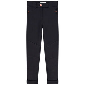 Pantalon uni en milano avec empiècements aux genoux pour fille Main Pantalon uni en milano avec empiècements aux genoux pour fille