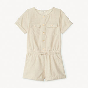 Μακριά φόρμα από μονόχρωμο καμβά για κορίτσι 