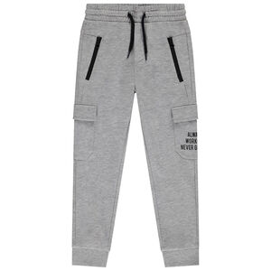 Τζόγκινγκ molleton με τσέπες και τυπωμένο μήνυμα για αγόρι 