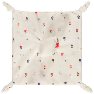 Doudou mouchoir chat en velours imprimé pour bébé fille 