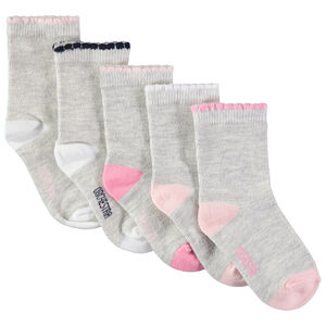 Σετ 5 ζευγάρια ασορτί κάλτσες με ριμπ τελείωμα και φεστόνι 