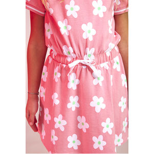 Φόρεμα από σφουγγάρι με σφιγμένη μέση και σχέδιο λουλούδια για κορίτσι 