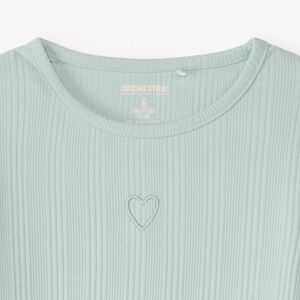 Μακρυμάνικη μπλούζα με κέντημα καρδιάς για κορίτσι 