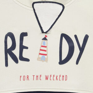 Sweat molleton oversize bicolore à flap voilier pour bébé garçon 