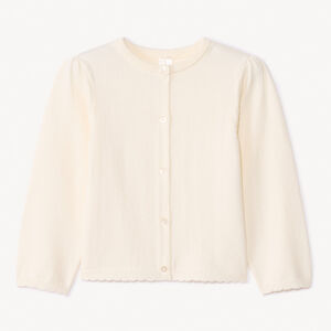 Πλεκτό γιλέκο μονόχρωμο με κυματιστό τελείωμα για bebe κορίτσι 