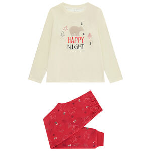 Σετ πιτζάμας 2 τμχ. βελουτέ με σχέδιο αρκούδα πολική για αγόρι 