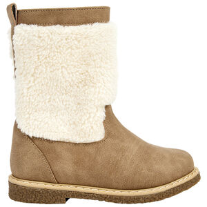 Μπεζ μπότες με φερμουάρ και μουμούνια για κορίτσι 