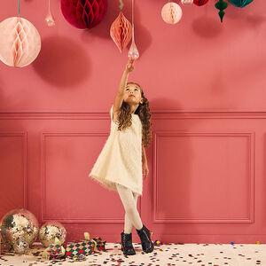 Φόρεμα γιορτής με κοντά μανίκια και φούντες για κορίτσι 