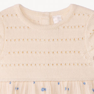 Φόρεμα κοντομάνικο effet 2-σε-1 bi-matière για μωρό κορίτσι 