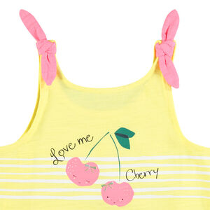 Αμάνικο μπλουζάκι και σορτς σχέδιο κεράσια 