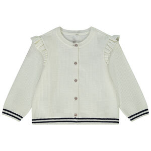 Γιλέκο πλεκτό φαντεζί με βολάν για bebe κορίτσι 