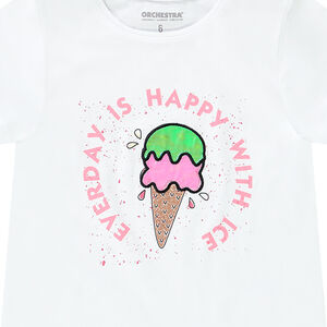 T-shirt manches courtes print glace pour fille 