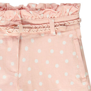 Σορτς twill με φαντεζί σχέδιο και πλεκτή ζώνη για κορίτσι 