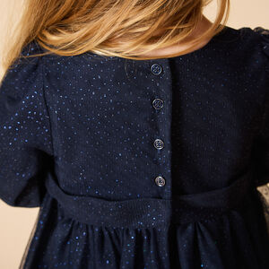 Γιορτινό φόρεμα μακρυμάνικο με τούλι και glitter για bebe κορίτσι 