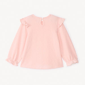 Τουνίκ μακρυμάνικη μονόχρωμη με βολάν για μωρό κορίτσι 