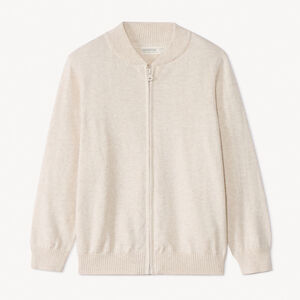 Ζακέτα με φερμουάρ και γιακά teddy από πλεκτό μονόχρωμο για αγόρι 