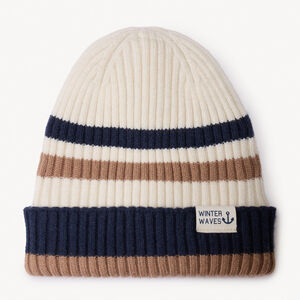 Πλεκτός σκούφος με ριπ ύφανση και ριγέ σχέδιο για αγόρι 