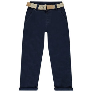 Παντελόνι chino μονόχρωμο με πλεκτή ζώνη για αγόρι 