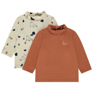 Σετ από 2 πλεκτά μπλουζάκια με ψηλό λαιμό για μωρό αγόρι 