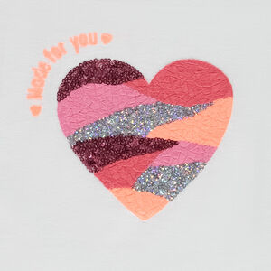 "Κοντομάνικο μπλουζάκι με σχέδιο καρδιά κεντημένο και λαμπερό για κορίτσι" 