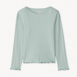 Μακρυμάνικο ριπ μπλουζάκι με κέντημα καρδιάς για κορίτσι 