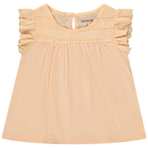 Κοντομάνικο μπλουζάκι με αγγλική δαντέλα για κορίτσι 