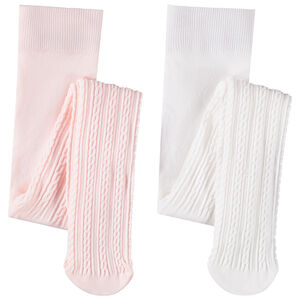 Σετ από 2 ζευγάρια χοντρών καλσόν με πλεξούδες για κορίτσι μωρό 