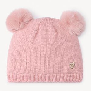Bonnet à pompons fantaisie et cœur brodé pour bébé fille  Main Bonnet à pompons fantaisie et cœur brodé pour bébé fille