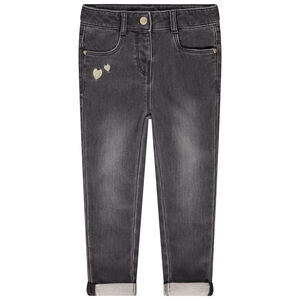 Τζιν slim με κεντημένες καρδιές για bebe κορίτσι 