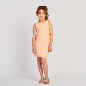 Αμάνικο φόρεμα με σχέδιο αζούρ και λουλουδάτο μοτίβο για κορίτσι 