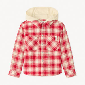 Πουκάμισο με καρό σχέδιο και κουκούλα για κορίτσι 