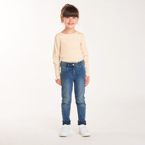 Τζιν slim από denim με ξεθωριασμένο εφέ για κορίτσι 