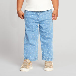 Jean φαρδύ με τύπωμα λουλουδιών για bebe κορίτσι 