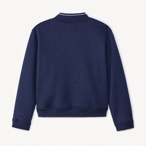 Ζακέτα μακρυμάνικη με γιακά teddy και ασημί κέντημα για κορίτσι 