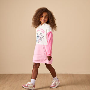 Φόρεμα πλεκτό με εφέ colorblock και τύπωμα Stitch Disney για κορίτσι 