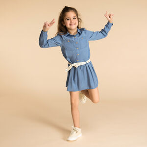 Φόρεμα πουκαμίσα μακρυμάνικο με ζώνη για κορίτσι 