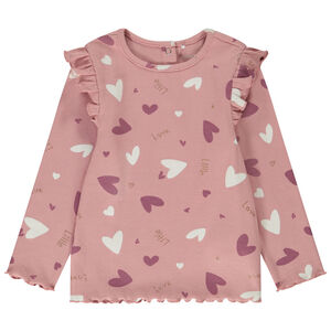 Μπλουζάκι μακρυμάνικο με ριπ ύφανση και φανταζί σχέδιο για bebe κορίτσι 