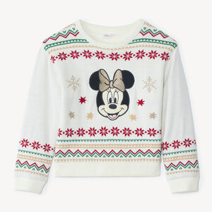 Pull manches longues doublé à motifs Noël Minnie Disney pour fille  